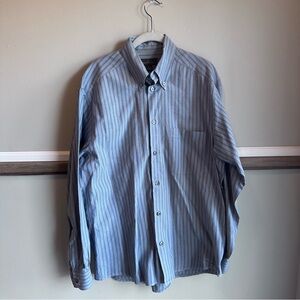 Ermenegildo Zegna Blue Gray Striped Button Up Cotton Shirt Italy